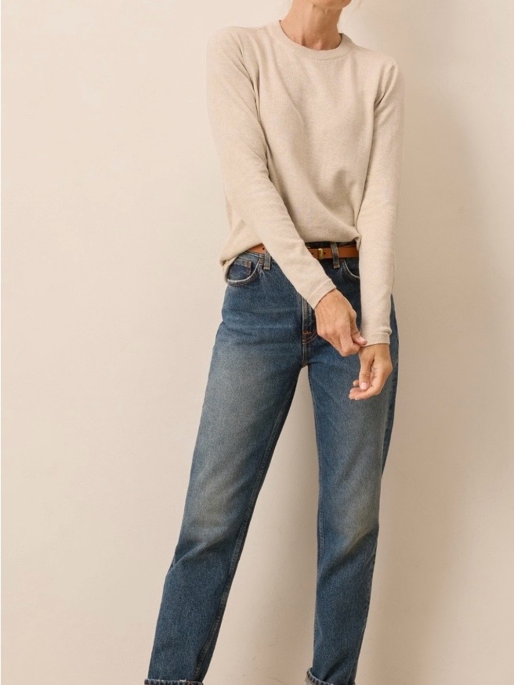 NWOT Pact Women's Classic Fine Knit Crew Sweater Sandshell Heather Women’s SZ S